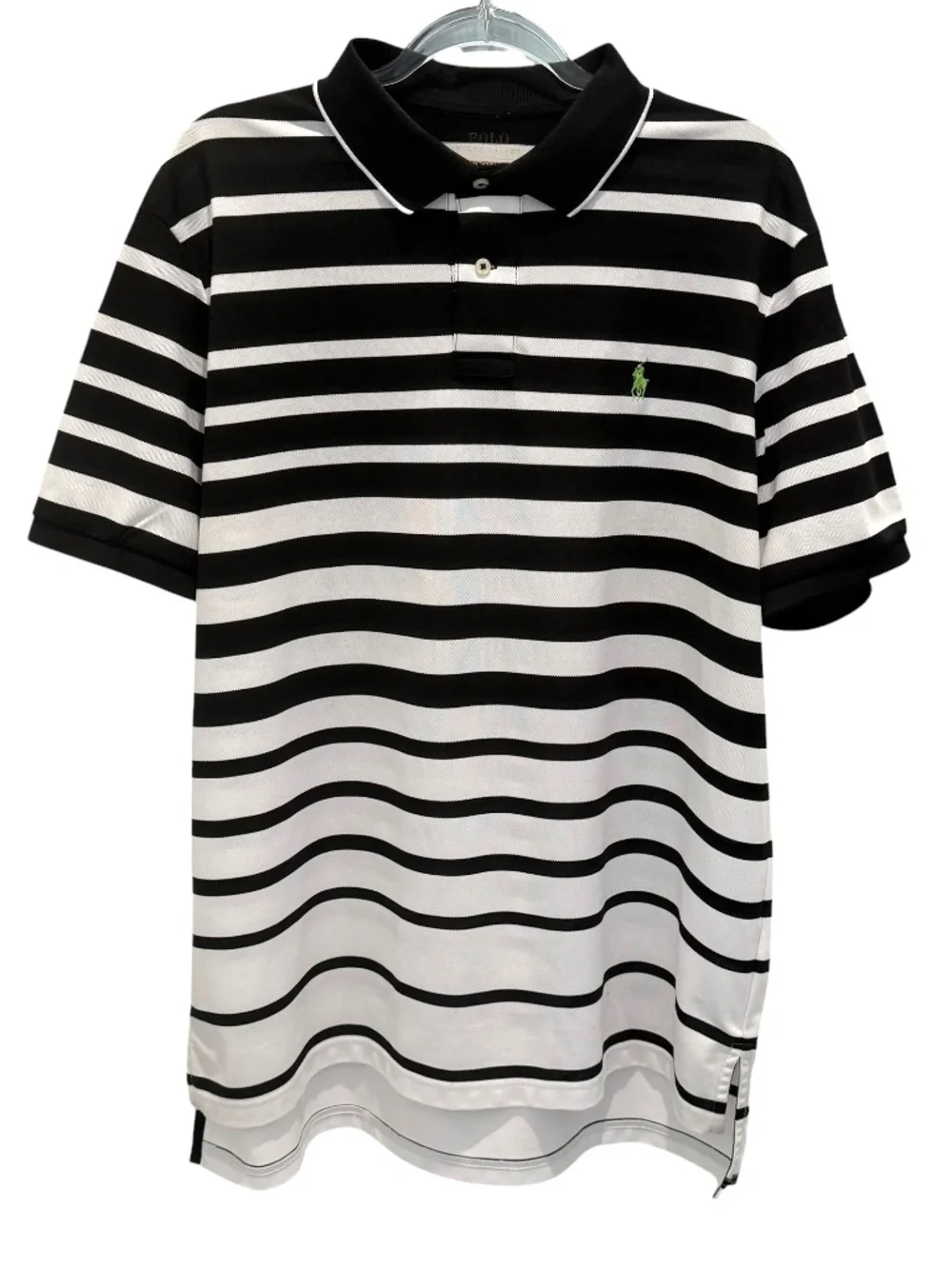 Polo Ralph Lauren Performance White & Black Stripe Polo Shirt XL Mens